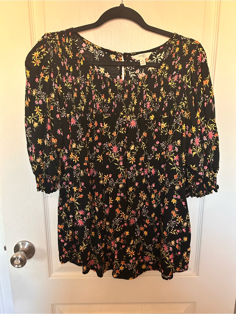 Terra & Sky Black Floral Smock